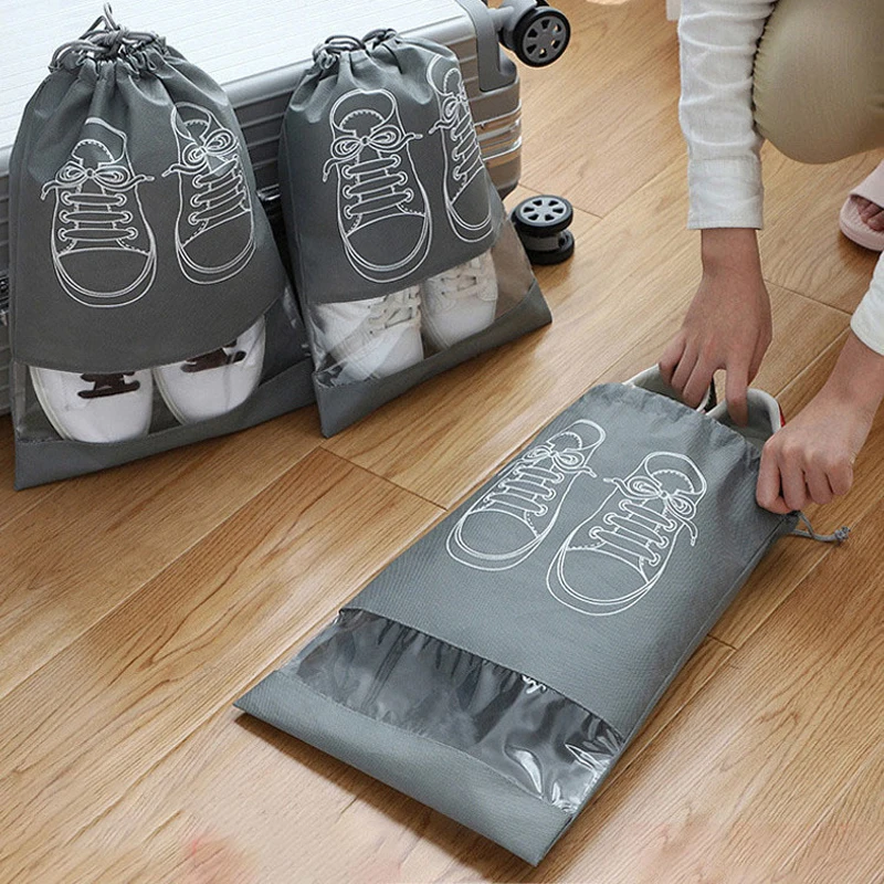 Dust-proof Drawstring Shoes Bag Suitcase Cloth Sock Holder Bag Portable  Ziplock Bag Closet Organizer Space-saving Sorting Bag