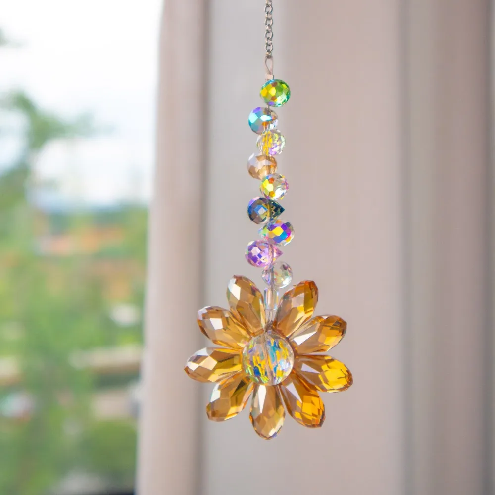 6 Color Glass Crystal Pendant Sun Catcher Ornament