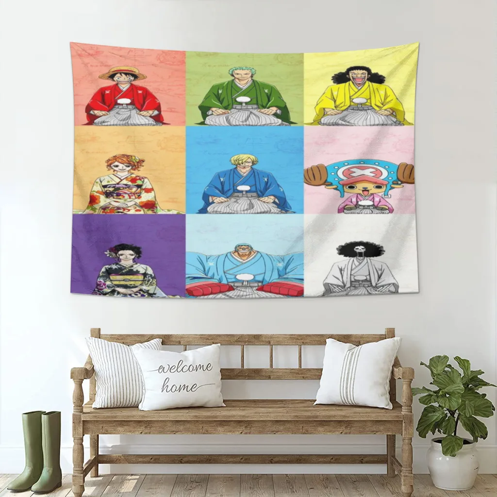 

One Piece Hot Blooded Anime Tapestry Fabric Lace Wall Hanging Beach Room Decoration Cloth Yoga Mat Sheet Sofa Blanket