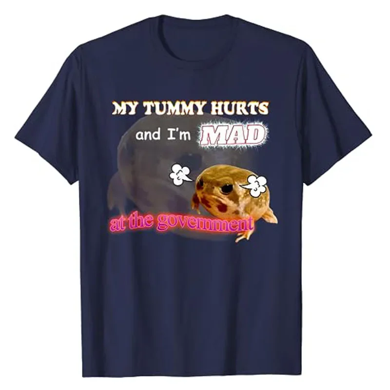 thumbnail image 1 of Me duele la barriga y estoy ENOJADO con el gobierno Camiseta con meme Humor Divertido Rana gruñona SII, reflujo gastroesofágico Camisetas gráficas, 1 of 4