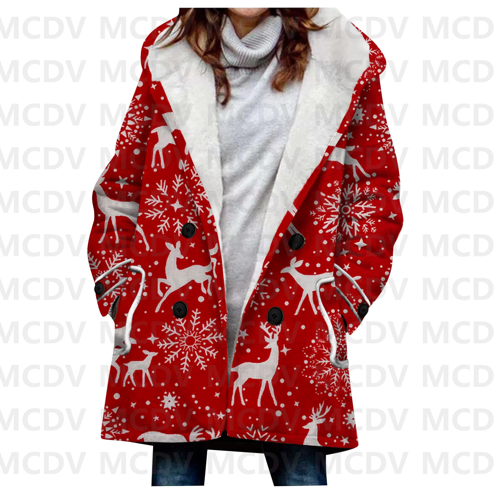 Christmas 2023 3D All Over Printed Fleece Hooded Cloak Women Thick Warm Coat Women's Winter Warm Overcoat Casual Clothes