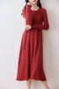 Women's Round Neck Pleated Dress, 100% Merino Wool, Multi-Color Long Sweater Traf, Autumn, Winter, New, Official 5