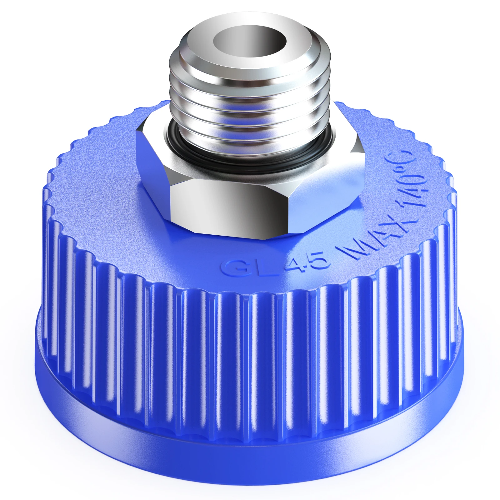 GL45 / GL80 Liquid Media Cap with 1/2&rdquo; G / 1/4"G Stainless Steel Threads for Industrial Laboratory Liquid Extraction, 1pcs