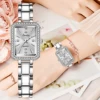 LIGE New Women's Watches Gold Rectangular Dial Quartz Watch Diamond Calendar Waterproof Elegant Original Brand Lady Wristwatch 3