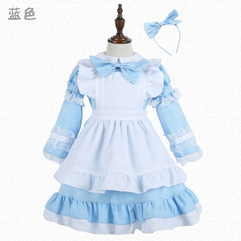 Cute Princess Alice Maid Costume 4-12Y For Kid Girls Lolita French Sweet Apron Dress Fancy Birthday Outfit Baby Child Halloween