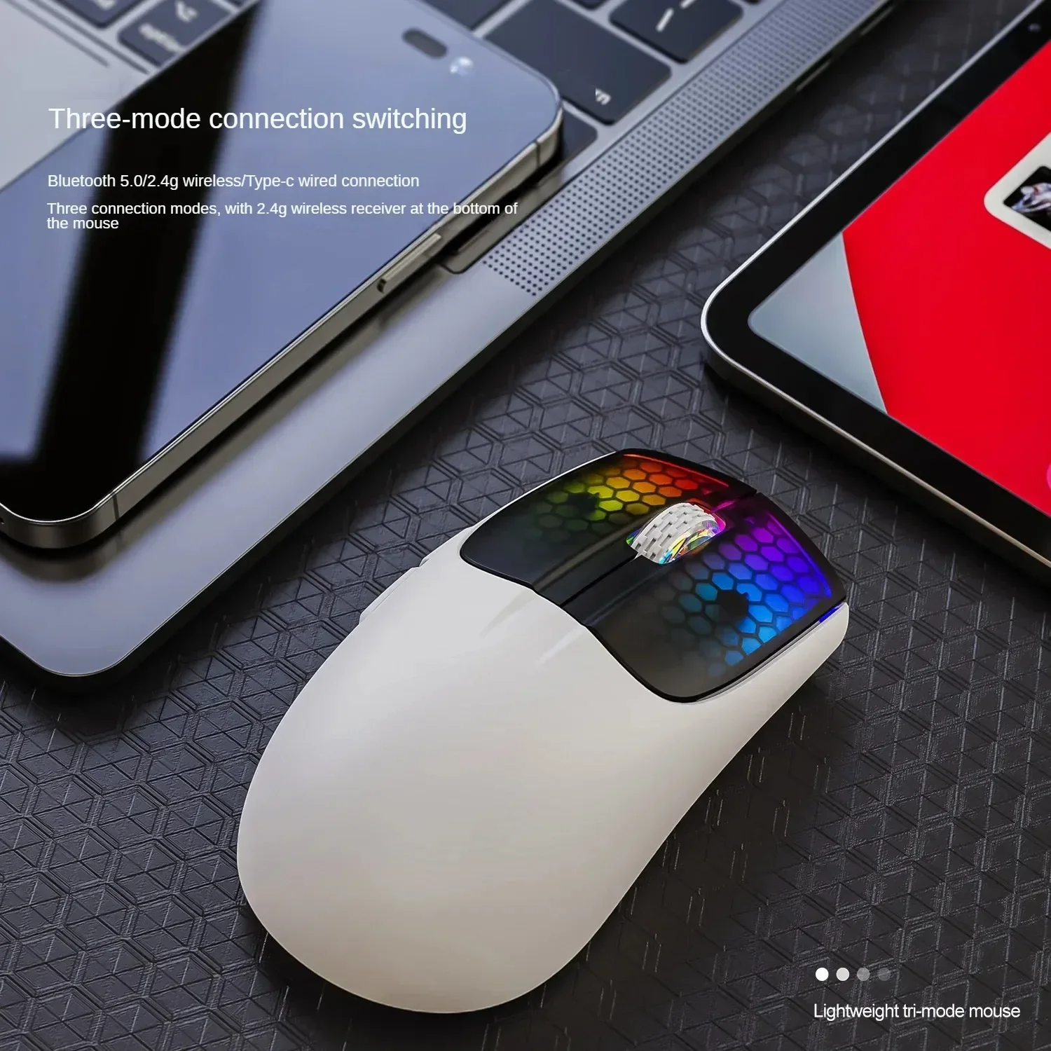 2.4G Wireless Bluetooth Mouse X5 Attack Shark 3 Modes RGB PAW3212 Sensor 4000DPI Optical Mouse for PC Laptop Office Gaming