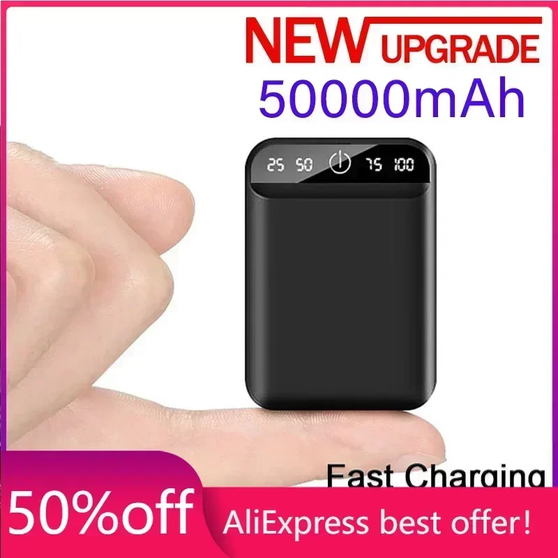 

50000mAh mobile power bank portable mobile phone fast charger digital display USB charging external battery pack for Android