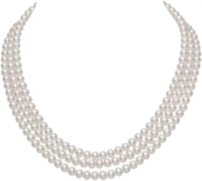 

Charming Pearl Triple Strand Necklace AA+ Quality 8-9mm Rround White Freshwater Cultured Pearl Necklace for Wome Gift 20"