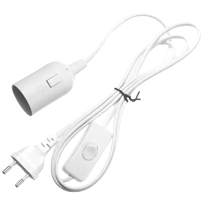 E27 Lamp Base Holder EU Plug With On/Off Switch Extension Cord for Hanging Lamp LED Bulbs Socket