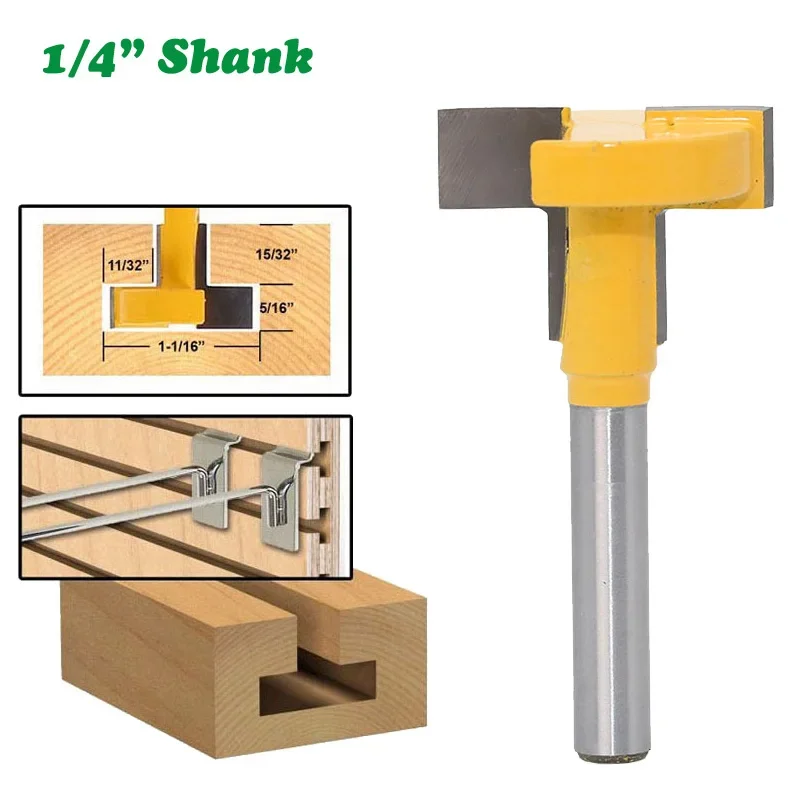 

1PC 1/4" 6.35MM Shank Milling Cutter Wood Carving T-Slot Cutter Router Bit T Slotting Milling Cutter Power Machine Woodworking