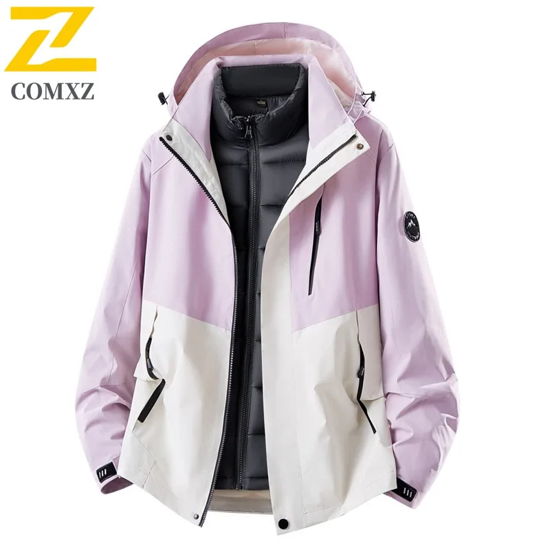 COMXZ Men Jacket Luxury Hooded Hiking Travel Thickened Coat Versatile Daily Style Lightweight Cold Resistant Winter New Clothing
