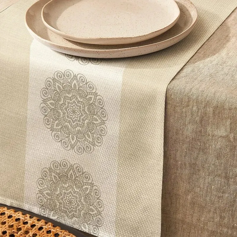 Floral Mandala Boho Polyester Table Runner - Cottagecore Dining Room Decor