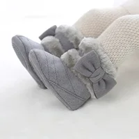 Baby Girl Cute Bow Comfortable Boots 1-18 Months Soft Bottom Velvet Indoor Walking Boots Autumn/Winter 1