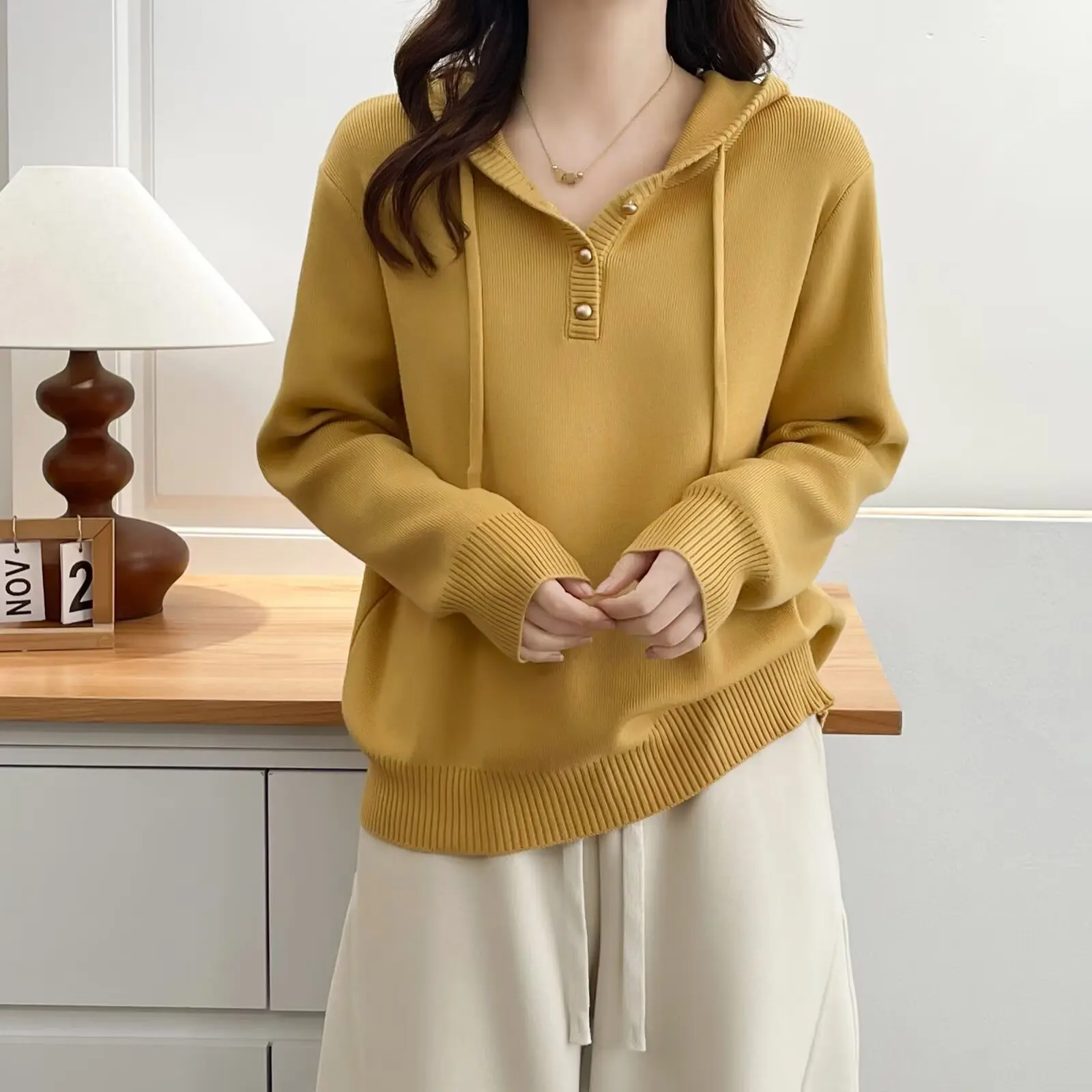 XXXL Fashion Plus Size Woman Clothing Sweaters Casual Thickened Hooded Knitted Jersey For Women In Autumn And Winter 2025