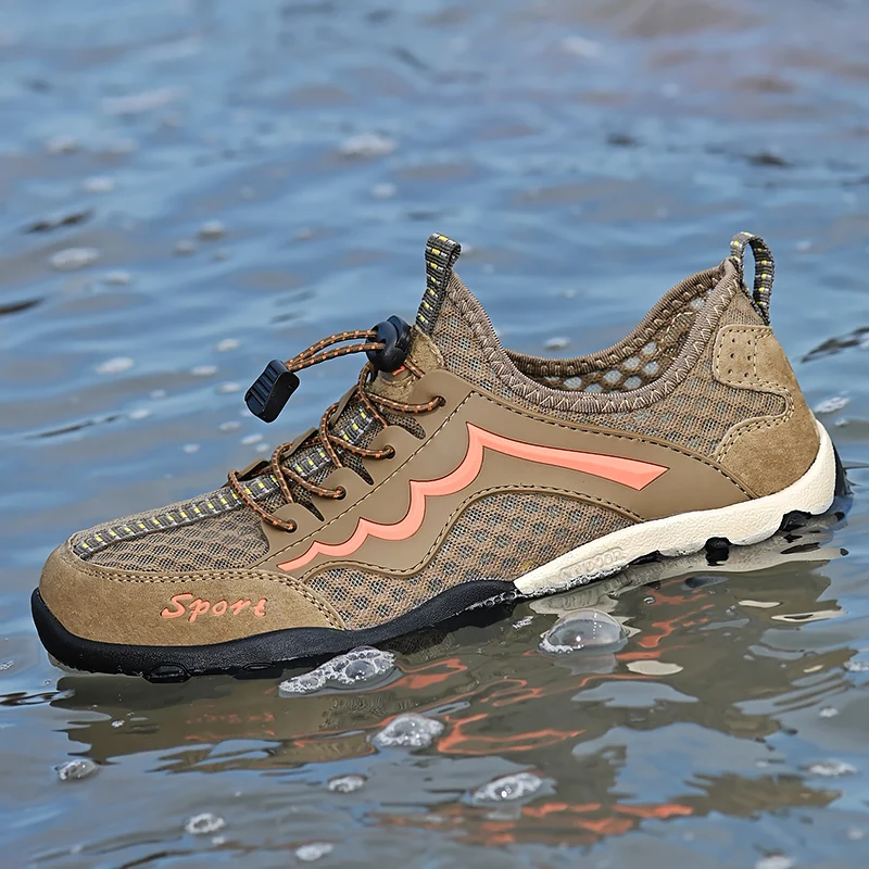 Mountain Trekking Shoes for Men, Breathable Mesh, Hiking Shoes, Outdoor Male Sports Sneakers, Quick-Dry Water Shoes, Summer