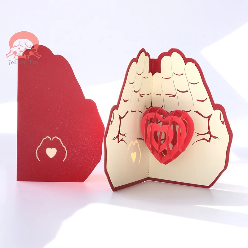 

3D выдвижная поздравительная открытка Love в руках День Святого Валентина День рождения Юбилей приглашение открытка для пар подарок