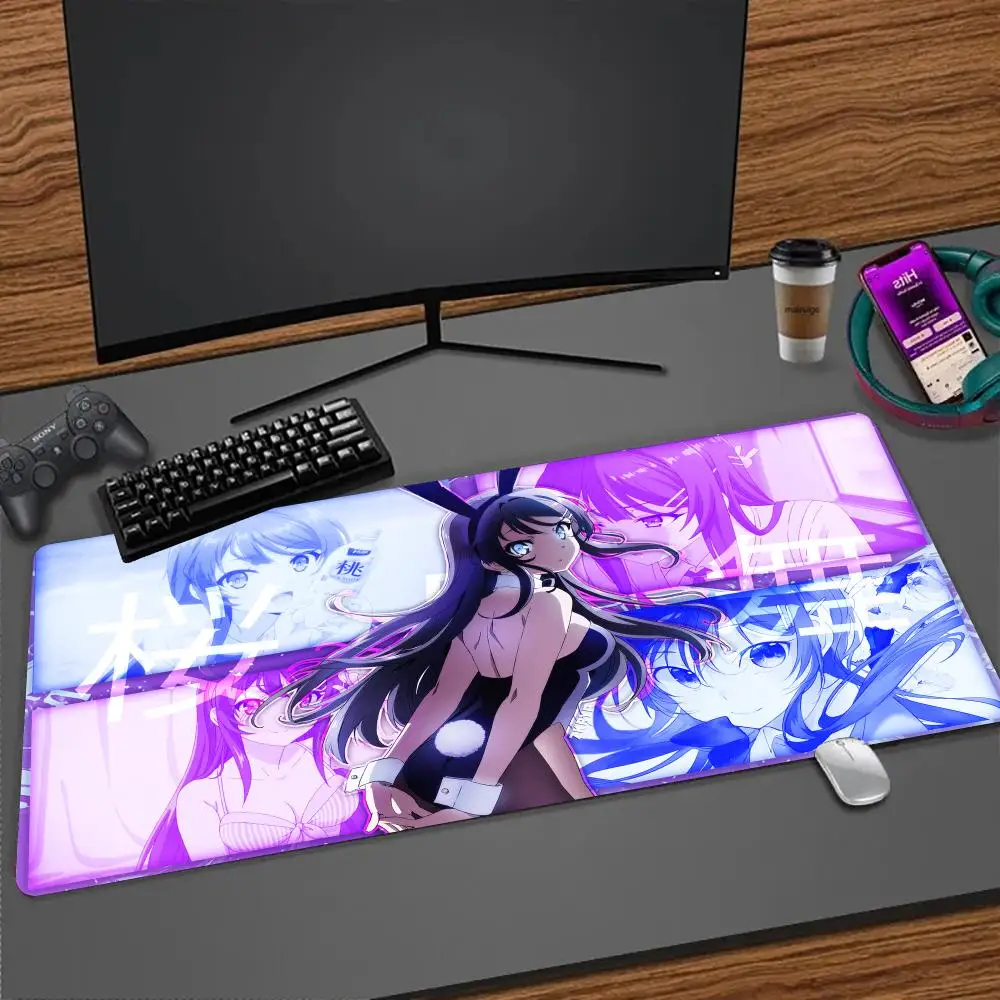 

Bunny Hot Desk Pad Set Mouse Pad Seishun Buta Yaro Mouse Pad Gamer Office Gadgets Desk Accessories Rubber Escritorio Gaming Anti-Slip Mat Tapis de Souris