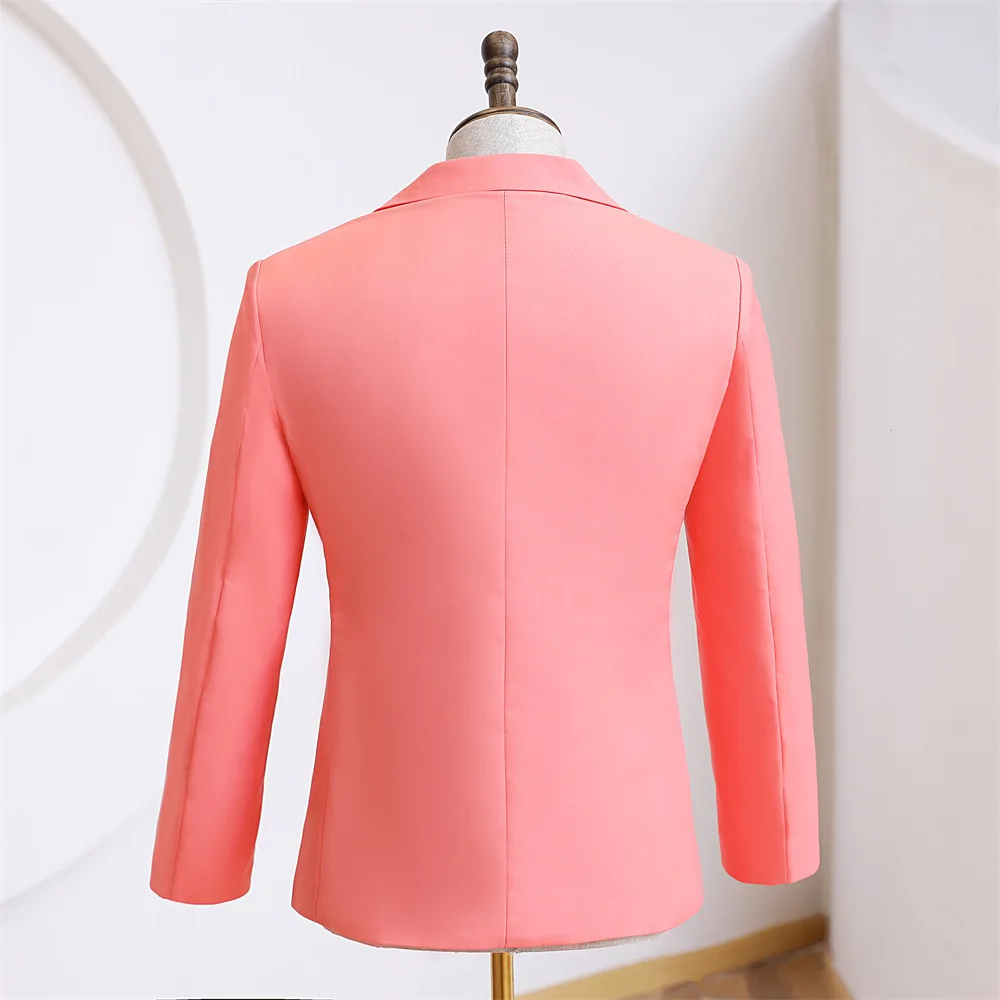 High Quality Men Suit Jacket Pink Single Breasted Chic Stage Prom Host Wedding Dress Costume Embroidery Banquet Male Blazer Coat