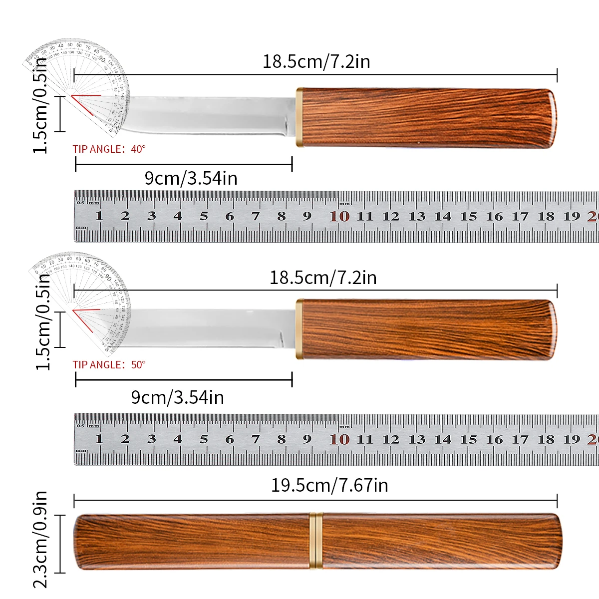 2-in-1 Stainless Steel Utility Knife - Outdoor Paring  Meat Cutter