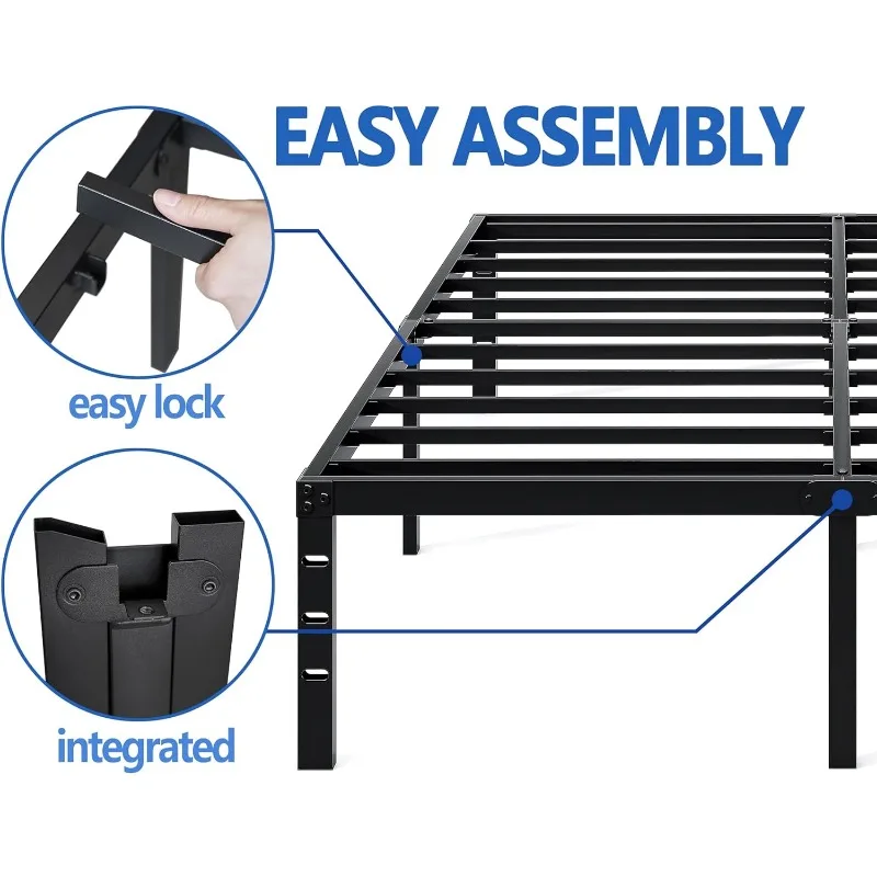 Metal Bed Frame-Simple and Atmospheric Platform Frame, Storage Space Under The Heavy Duty Frame Bed, Sturdy Queen Size Suitable 6