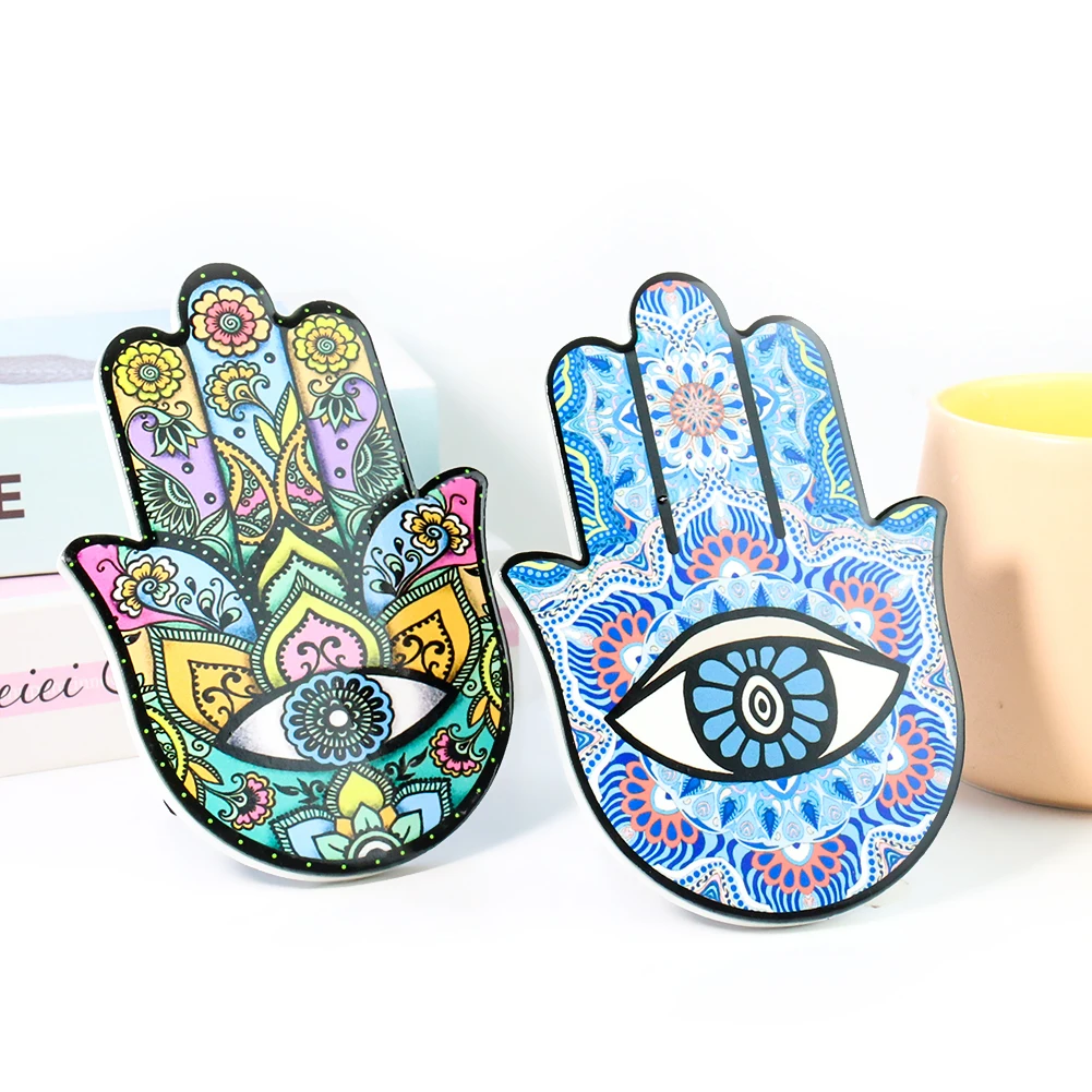 Handcrafted Colorful Ceramic Ornament - Hand of Fatima Wall Decor & Exquisite Feng Shui Gift