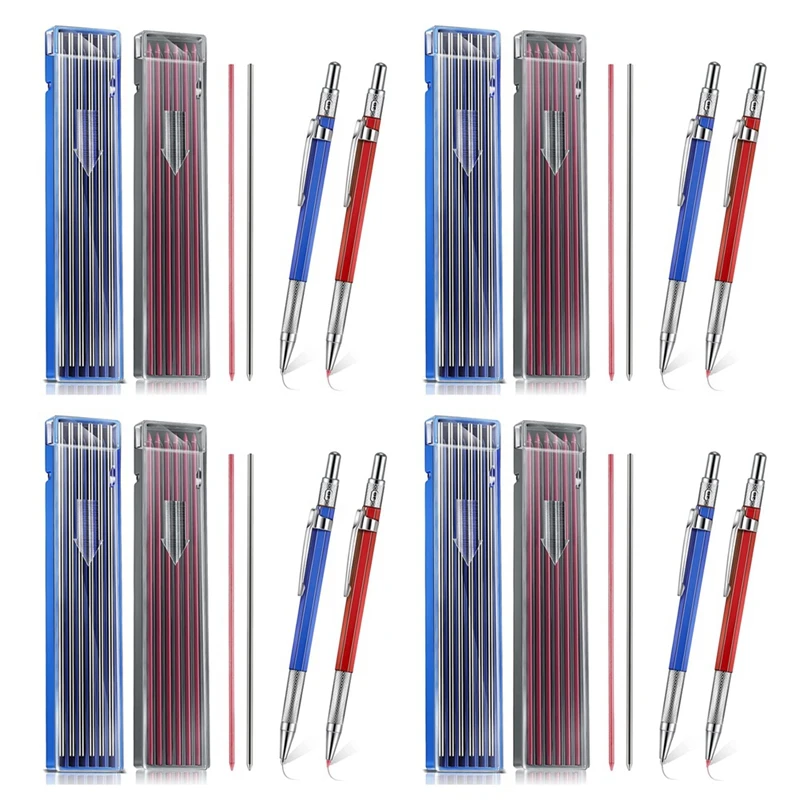 

8 Pcs Streak Welders Pencil With 96 Pcs 2Mm Refills Mechanical Pencil With Built In Sharpener Carpenter Pencils