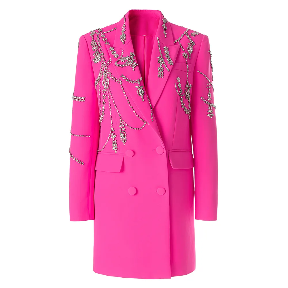 strapless open back dress JUDE SHAWL LAPEL LONG SLEEVE FRONT PLEAT BUTTON DETAIL SATIN BLAZER MINI  DRESS main image 1