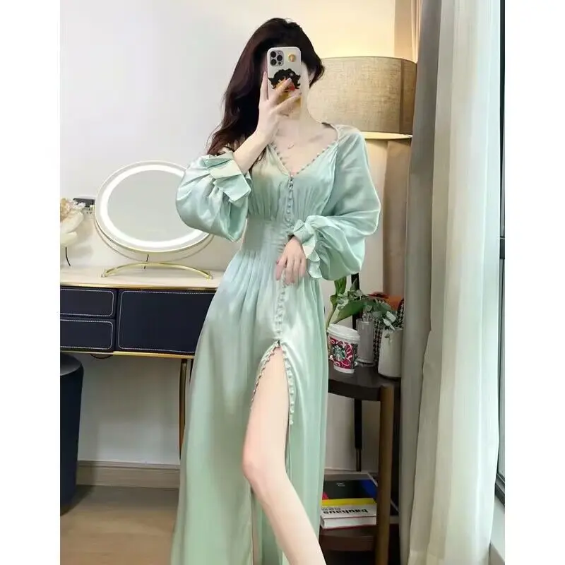 Sexy Green Dress Summer V-Neck LongDress Evening Party Holiday Beach Style  Dress | eBay
