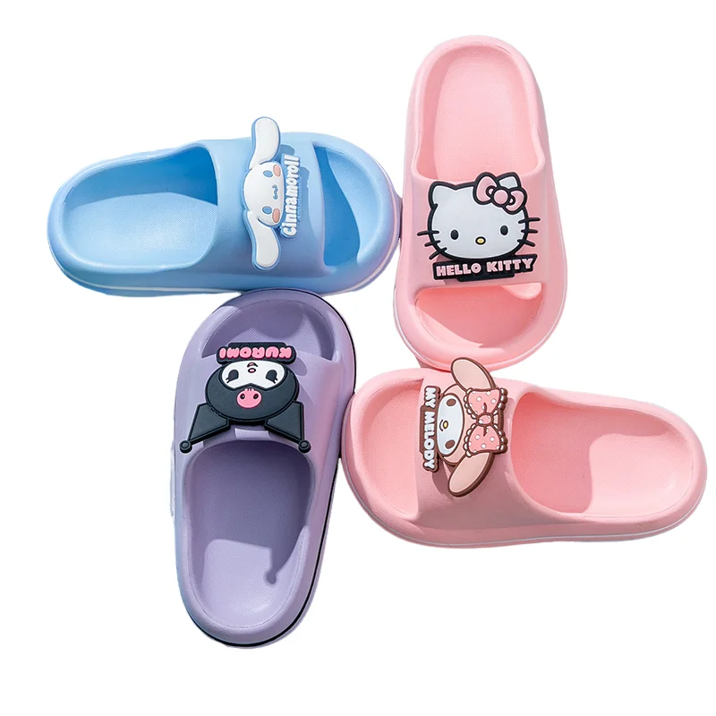 

Аниме новые тапочки Hellokitty Sanrios детские милые Мультяшные летние домашние тапочки для девочек Нескользящие удобные модные сандалии