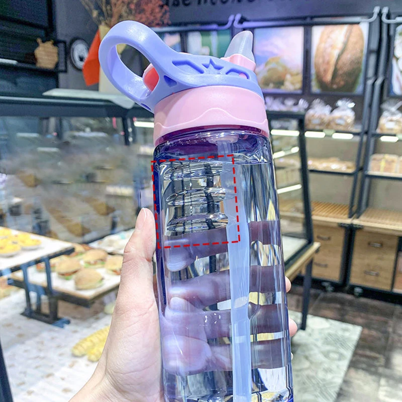 550ml Water Bottle Cartoon Portable Tumbler Kid Safety Leakproof Straw Mug Baby Feeding Sippy Cup Outdoor Travel Drinking Kettle