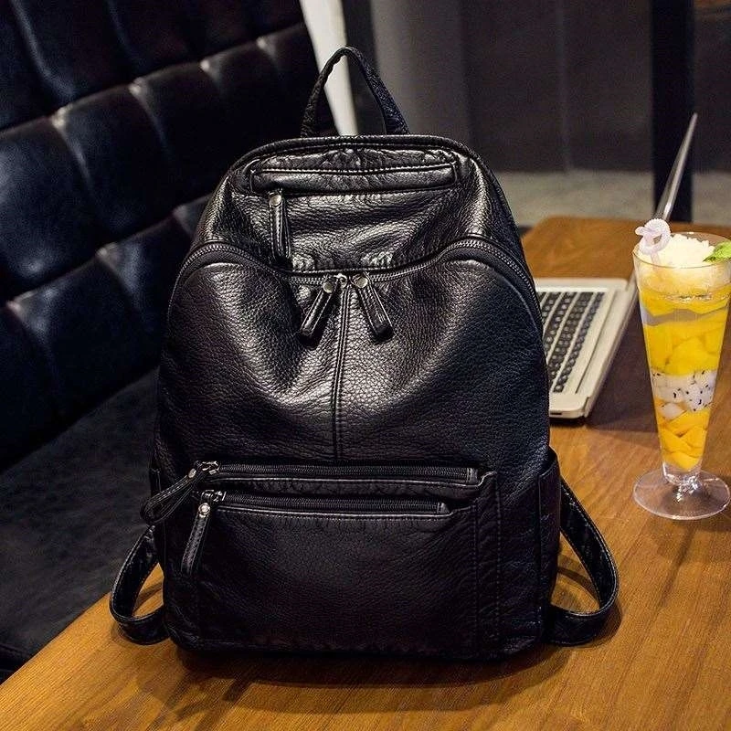 Genuine Leather Pure Sheepskin Backpack, College Style Student Girl 2023 New Korean Version Versatile Large Capacity Backpack