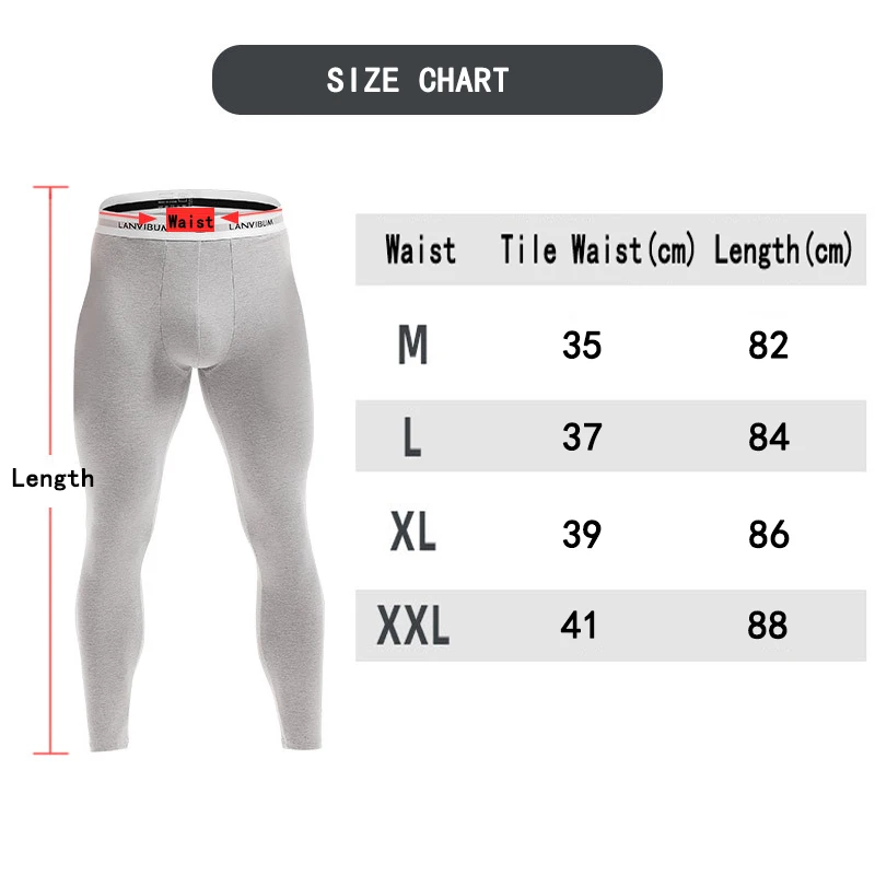 Description Picture 3 of itemMen Long Johns High Quality Cotton Slim Underwear Leggings Man Home Sheer Lounge Thermal Underwear Bottoms