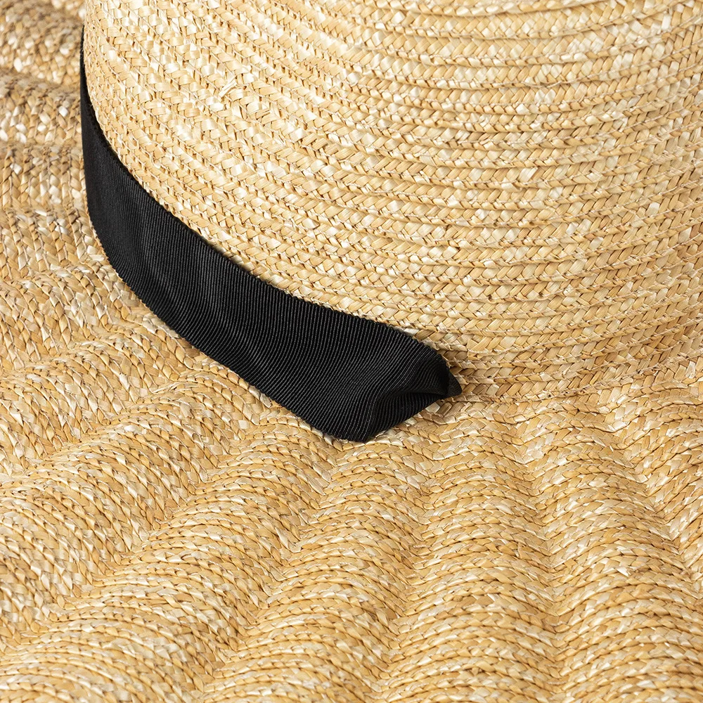 Handmade Straw Jazz Scallop Sun Summer Hat Big Brim Beach Straw Hat