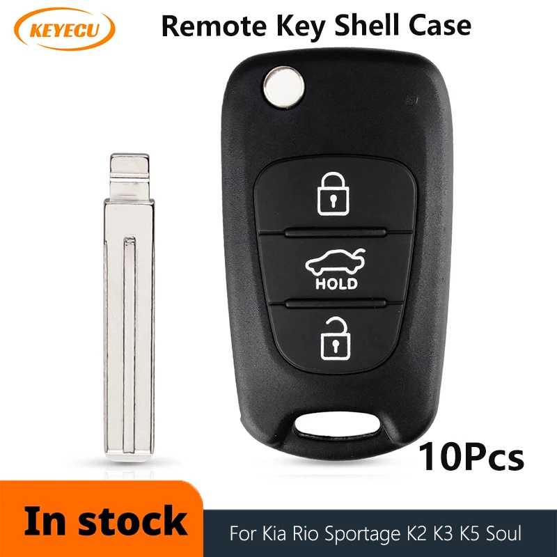 

KEYECU 10x Flip Folding Remote Auto Car Key Shell For Kia Rio 3 Picanto Ceed Cerato Sportage K2 K3 K5 Soul For Hyundai Key Case