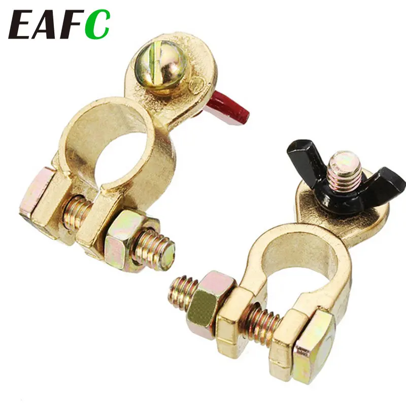 EAFC 1 paio di morsetti per terminali della batteria per auto, morsetti per batteria a sgancio rapido per auto, connettori in ottone, accessori per auto