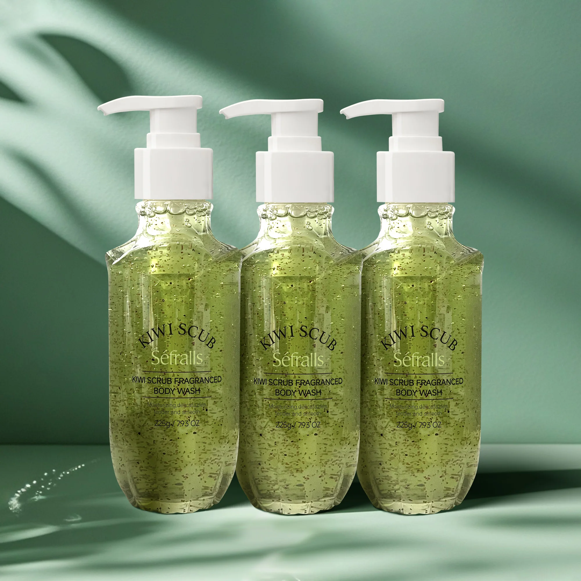 S&eacute;fralls Kiwi Shower Gel 225gx3 Gentle Refreshing Moisturizing Fruit Aroma Hypoallergenic Body Wash for Sensitive Skin