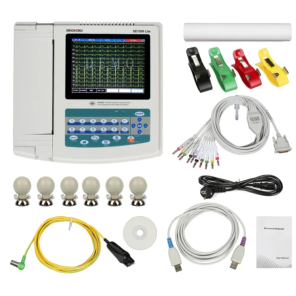 Warehouse in Mexico SE1200Lite Touch Screen 12 Channel 12 Lead ECG Machine Digital Electrocardiograph EKG Monitor with Software