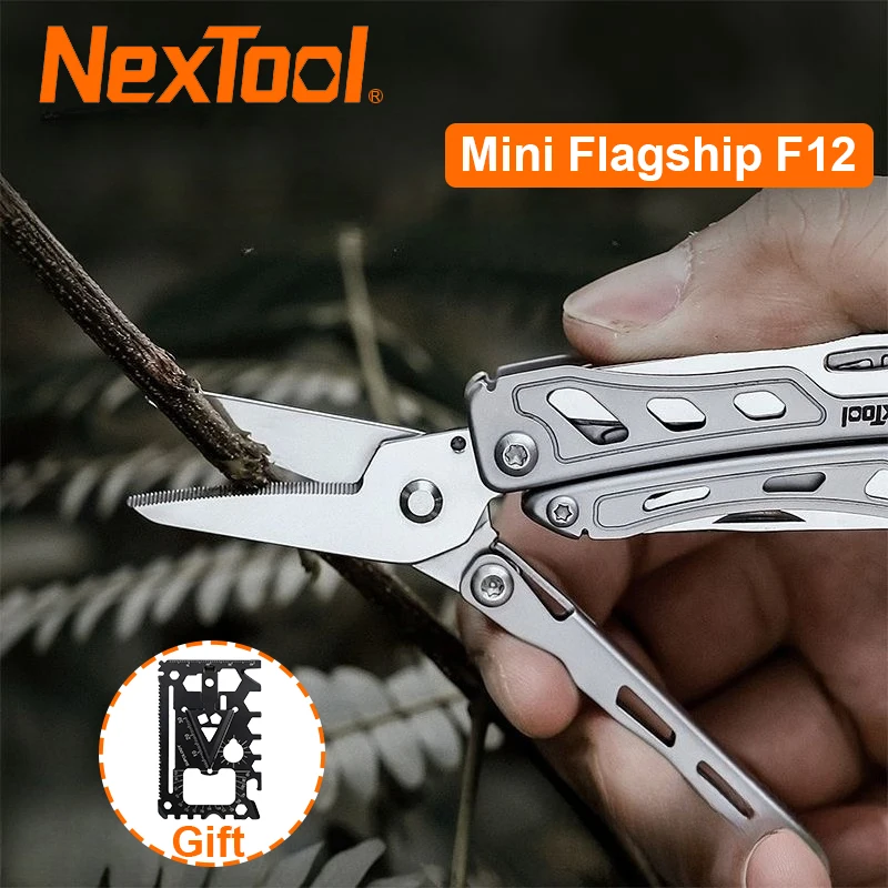 NexTool Mini Flagship F12 Multitool 13-in-1 EDC Schlüsselanhänger Multifunktionswerkzeug mit Gezahnter Schere aus 80Cr14Mov Stahl, Geschenk für Männer