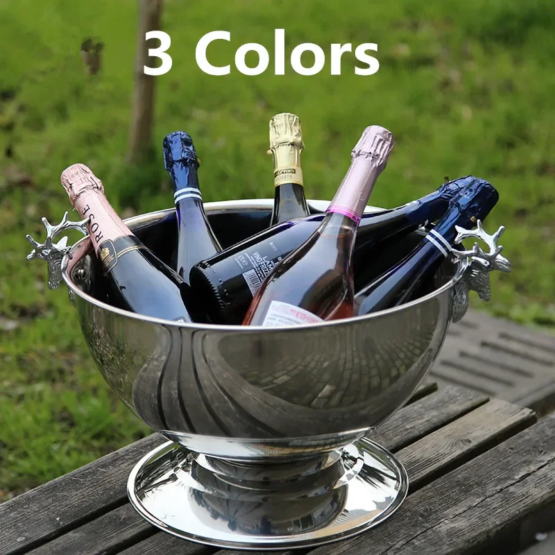 304 stainless steel Deer Head ear Wall Champagne Keg Double Wall Food Grade Red wine beer Ice Bucket Bar Supplies