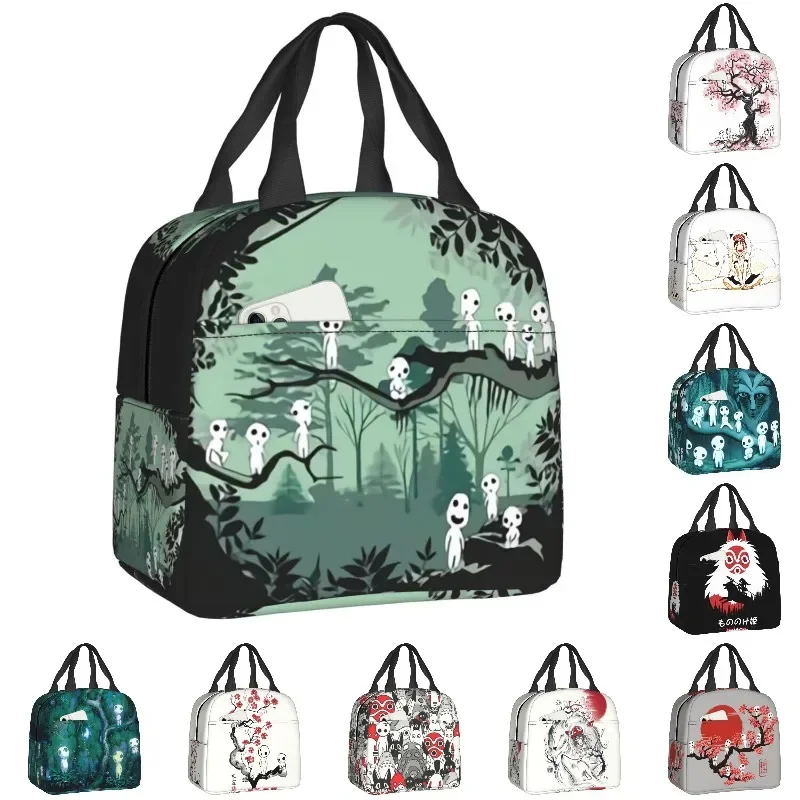 

Princess Mononoke Hime Insulated Lunch Bag for Women Waterproof Adventure Manga Animation Kodama Cooler Thermal Bento Box