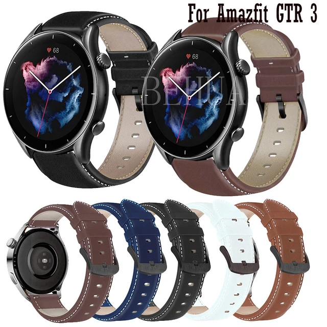 Compatible with Amazfit GTR 3 Pro Band, Leather Silicone Breathable  Replacement Smartwatch Strap Wristband Compatible for Amazfit GTR 2 / GTR 3  / GTR