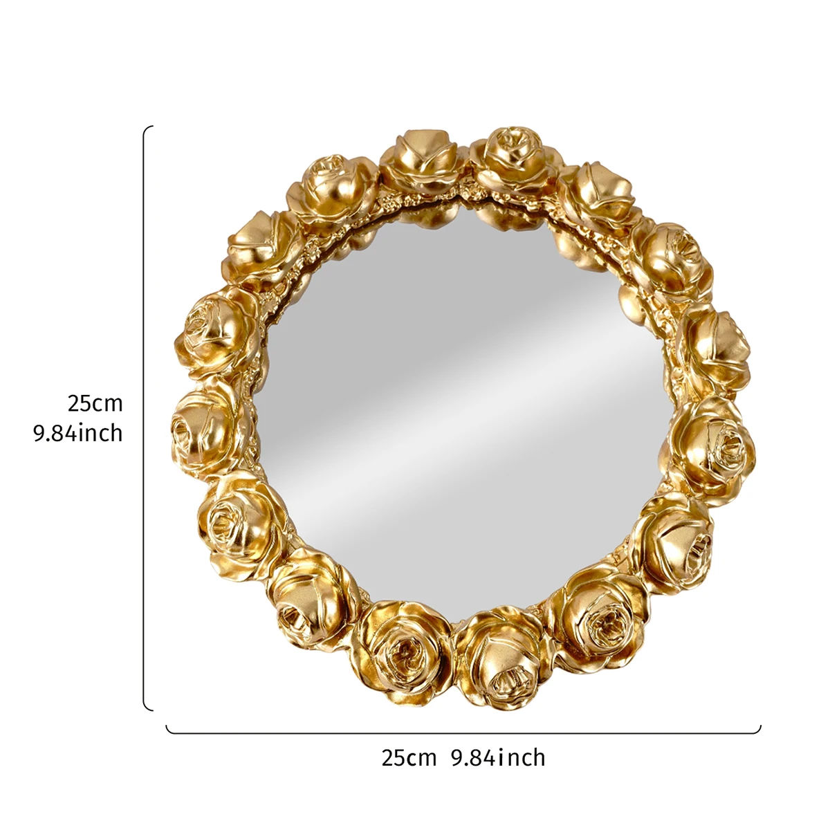 1PC, a simple European rose garron-shaped mirror decorative tray, a resin material hand-painted home decoration handicraft