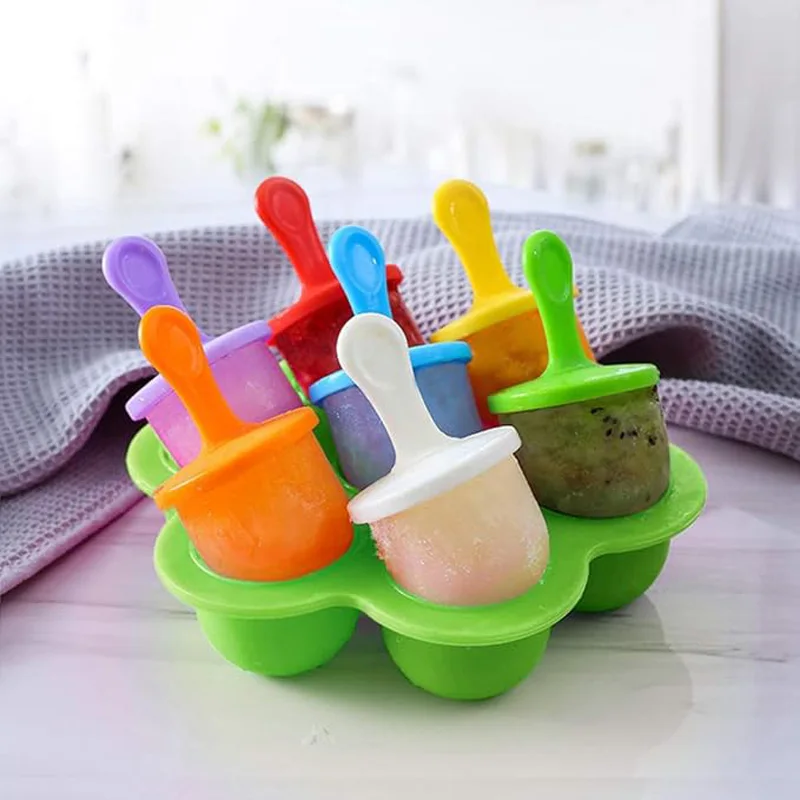 1pc 7 Holes DIY Ice Cream Pops Silicone Mold Ice Cream Ball Maker Popsicles Molds Baby Fruit Shake Home Kitchen Accessories Tool 2