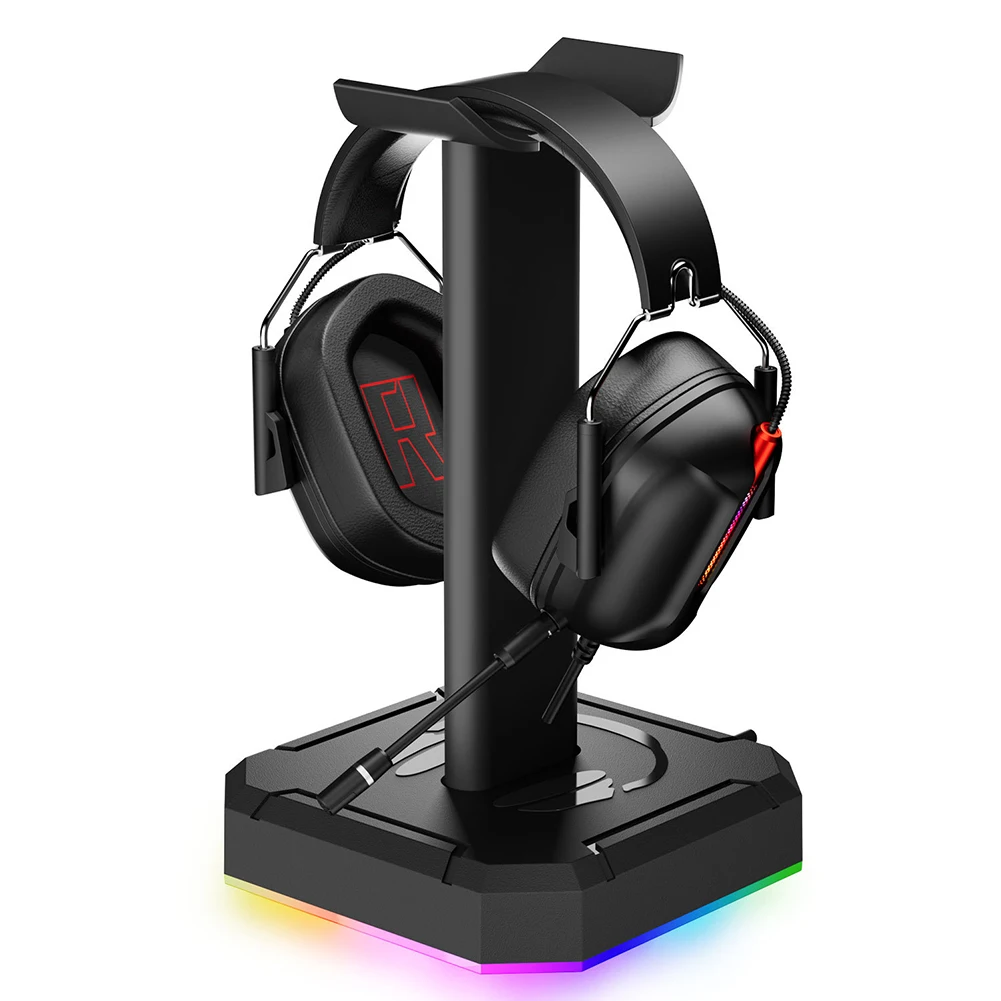 Supporto Cuffie Gaming RGB Con Luci Colorate - Base Antiscivolo Per Scrivania, 7 Modalit&agrave; LED