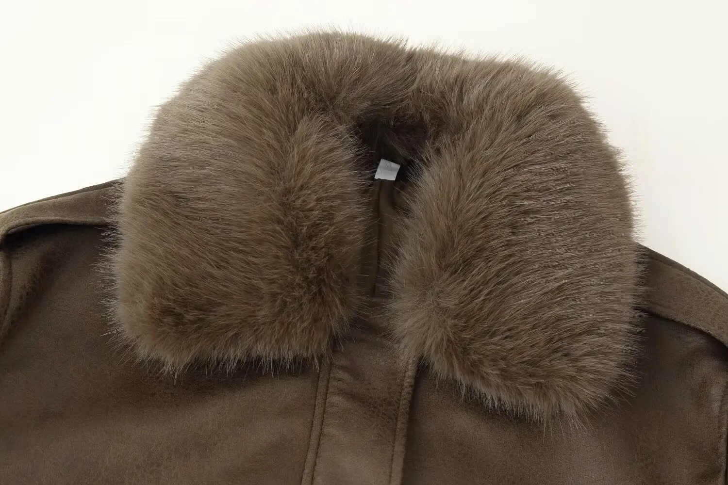 Women Artificial Fur Collar Suede Jacket Female Full Sleeve Zippers Pocket Coats Autumn Winter New Warm Lady Jackets Streetwear