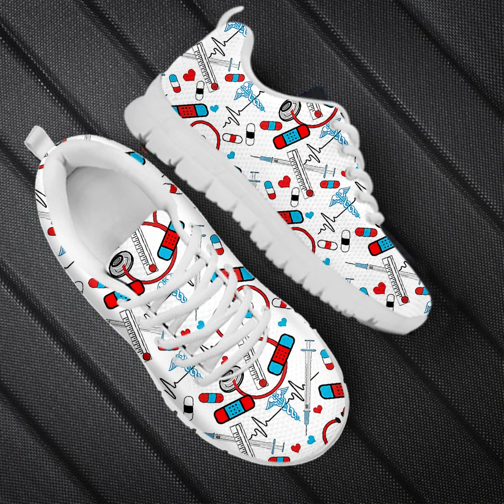 INSTANTARTS Classic Women's Nurse Shoes Meidcal Equipment Assistant Print Female Casual Sneakers Outdoor Walking Tennis Gifts