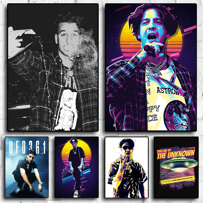 

Немецкая звезда рэпера Ufo361, модные ретро плакаты, Картина на холсте и принты, Настенная картина, современная картина для гостиной, украшение для дома