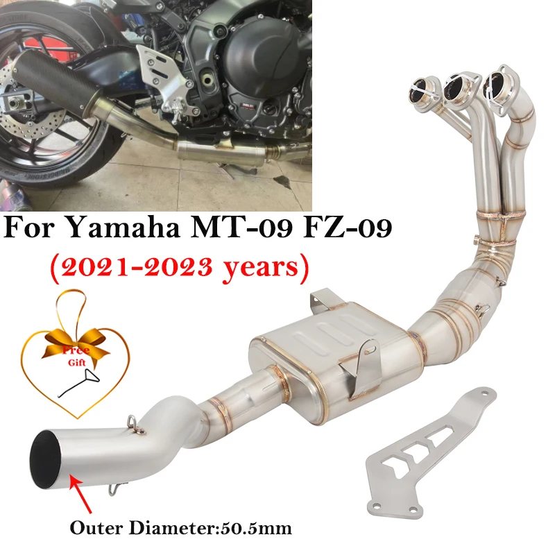 

Система выхлопной трубы мотоцикла для Yamaha MT-09 MT09 FZ-09 XSR900 2021 2022 2023, передняя средняя Соединительная труба, 51 мм Глушитель