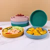 Outdoor Nordic Style 15cm Silicone Round Dinner Plate Food Grade Set Microwave Oven Heatable Baking Plate Pet Feeding Bowl 3