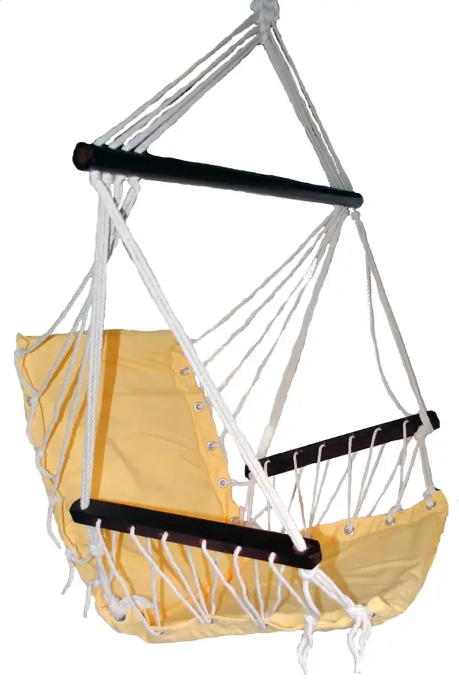 

OMNI Patio Swing Seat Hanging Hammock Cotton Rope Chair With Cushion Seat - Yellow